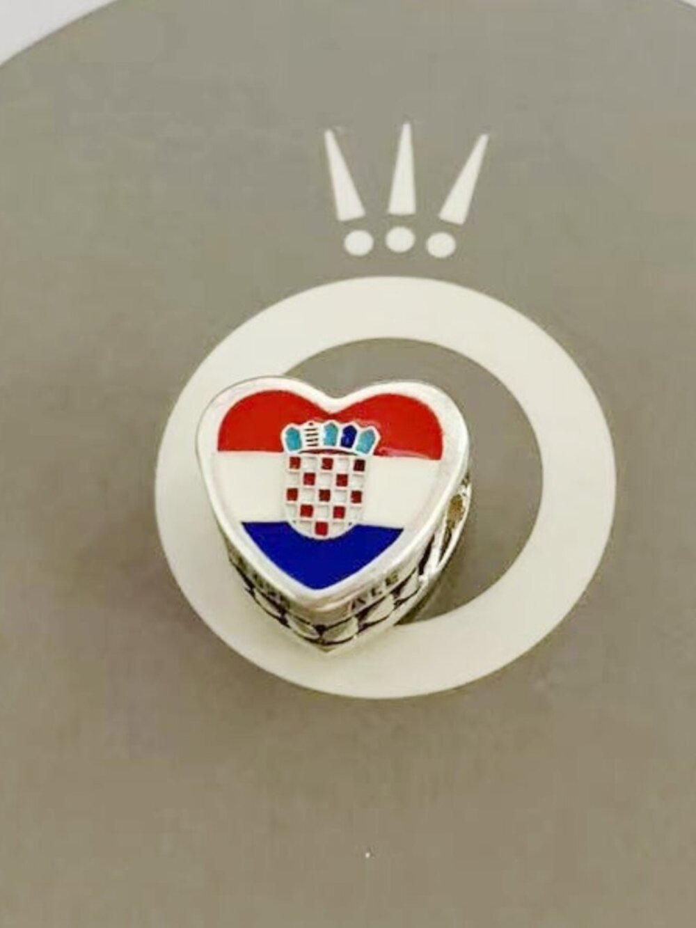 Pandora Croatia Croatian Flag heart Bead Charm Pendant